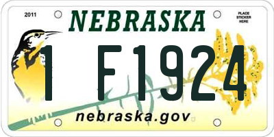 NE license plate 1F1924