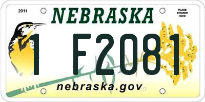NE license plate 1F2081