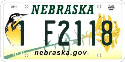 NE license plate 1F2118