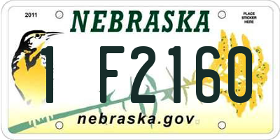 NE license plate 1F2160