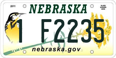 NE license plate 1F2235