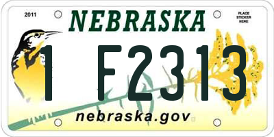 NE license plate 1F2313