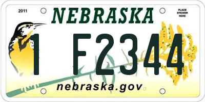 NE license plate 1F2344