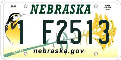 NE license plate 1F2513