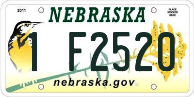 NE license plate 1F2520
