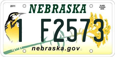NE license plate 1F2573
