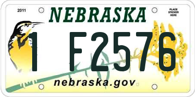 NE license plate 1F2576