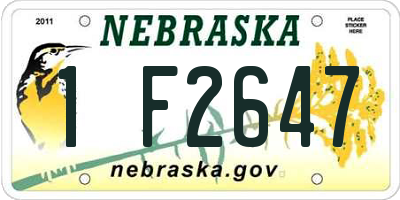 NE license plate 1F2647