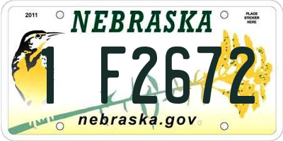 NE license plate 1F2672