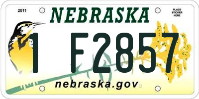 NE license plate 1F2857