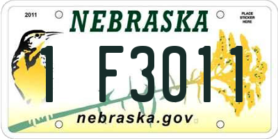 NE license plate 1F3011
