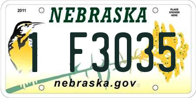 NE license plate 1F3035