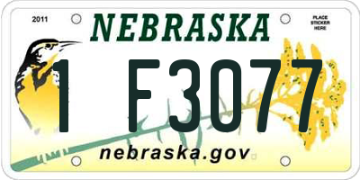 NE license plate 1F3077