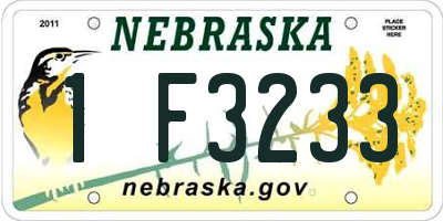 NE license plate 1F3233