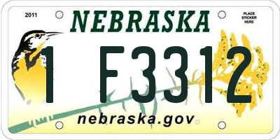 NE license plate 1F3312