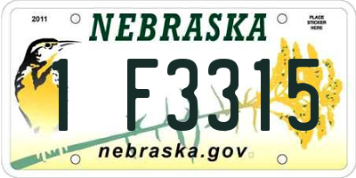 NE license plate 1F3315