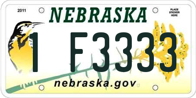 NE license plate 1F3333
