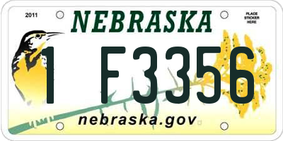 NE license plate 1F3356