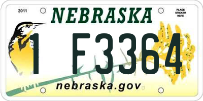 NE license plate 1F3364