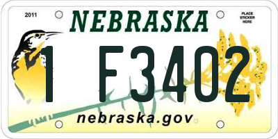 NE license plate 1F3402