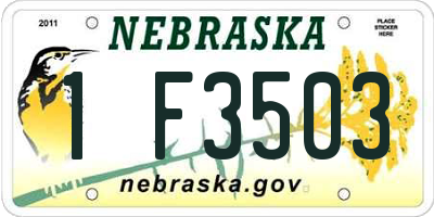 NE license plate 1F3503