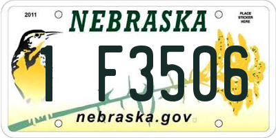 NE license plate 1F3506