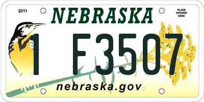 NE license plate 1F3507