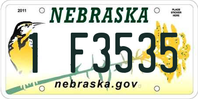 NE license plate 1F3535