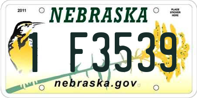 NE license plate 1F3539