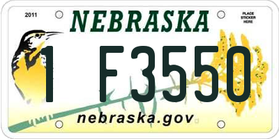 NE license plate 1F3550