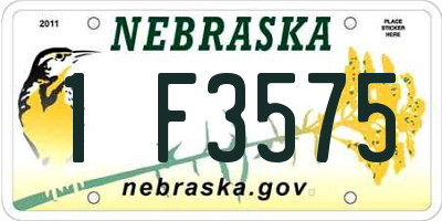 NE license plate 1F3575