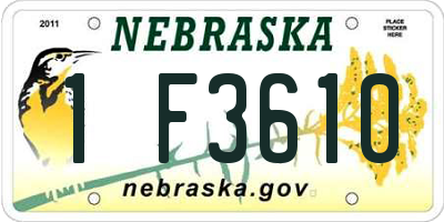 NE license plate 1F3610