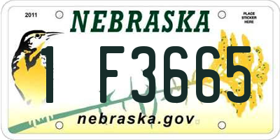 NE license plate 1F3665
