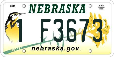 NE license plate 1F3673