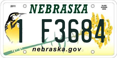 NE license plate 1F3684