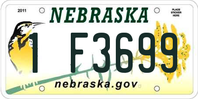 NE license plate 1F3699
