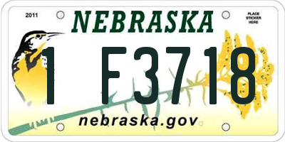 NE license plate 1F3718