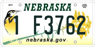 NE license plate 1F3762