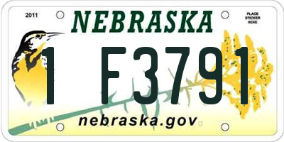 NE license plate 1F3791