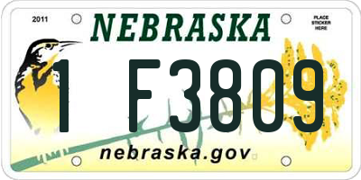 NE license plate 1F3809