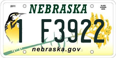 NE license plate 1F3922