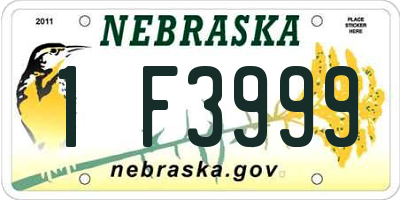 NE license plate 1F3999