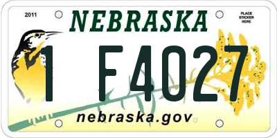 NE license plate 1F4027