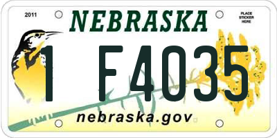 NE license plate 1F4035
