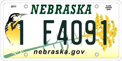 NE license plate 1F4091