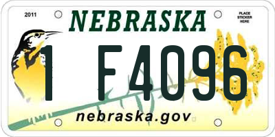 NE license plate 1F4096