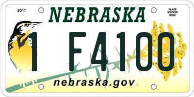 NE license plate 1F4100