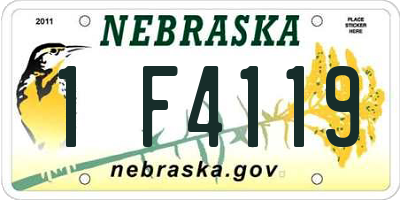 NE license plate 1F4119