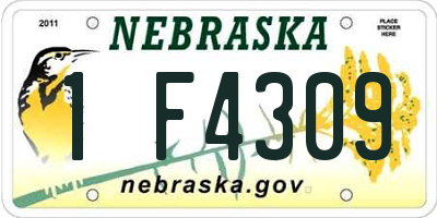 NE license plate 1F4309