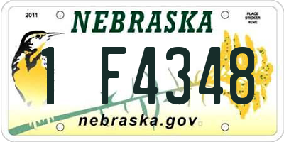 NE license plate 1F4348